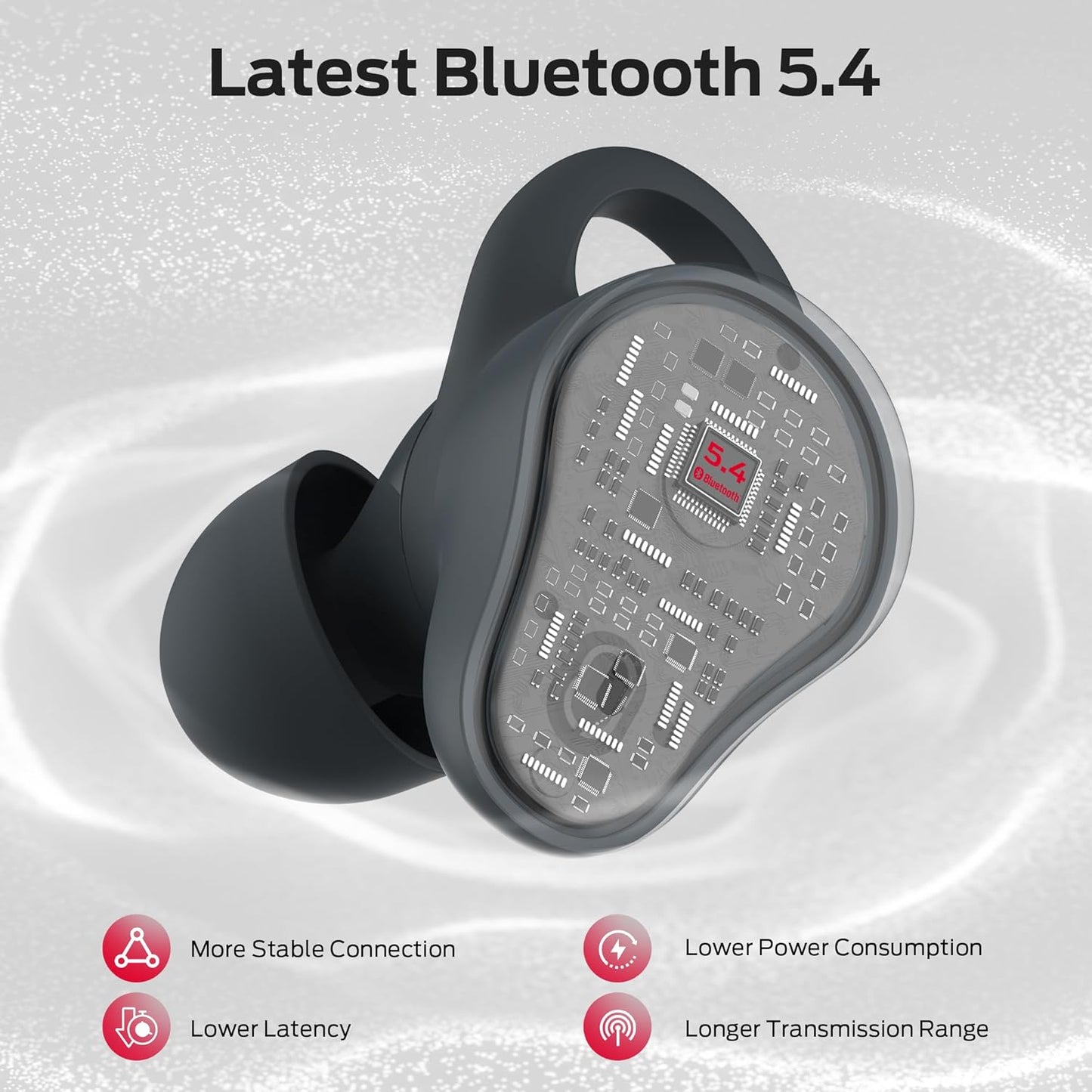 Monster N-Lite 210 Wireless Earbuds, Bluetooth 5.4 in-Ear Stereo Headphones, Built-in Mic for Crystal Clear Call, 32H Playtime, Type-C Charging, Waterproof in-Ear Ear Buds Earphones for Sports, Grey