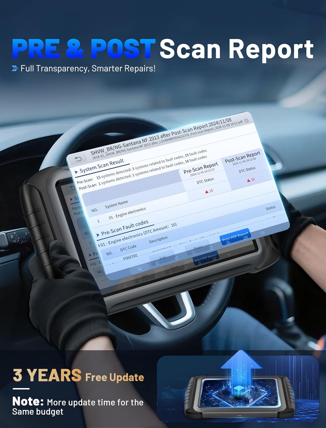 XTOOL IP919 PRO Scan Tool, ECU Programming Car OBD2 Scanner with Topology Mapping, Upgrade of D9S PRO, 51+ Resets, ECU Coding, FCA/CAN FD/DoIP, Automotive Bidirectional Scan Tool with 3-Year Updates