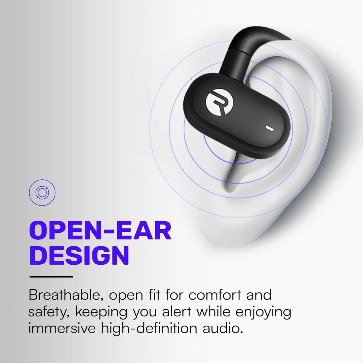Raycon Everyday Open Earbuds – True Wireless Open Ear Bluetooth Headphones, Hook Design, IPX5 Water Resistant, 40 Hours of Battery Life (Black)