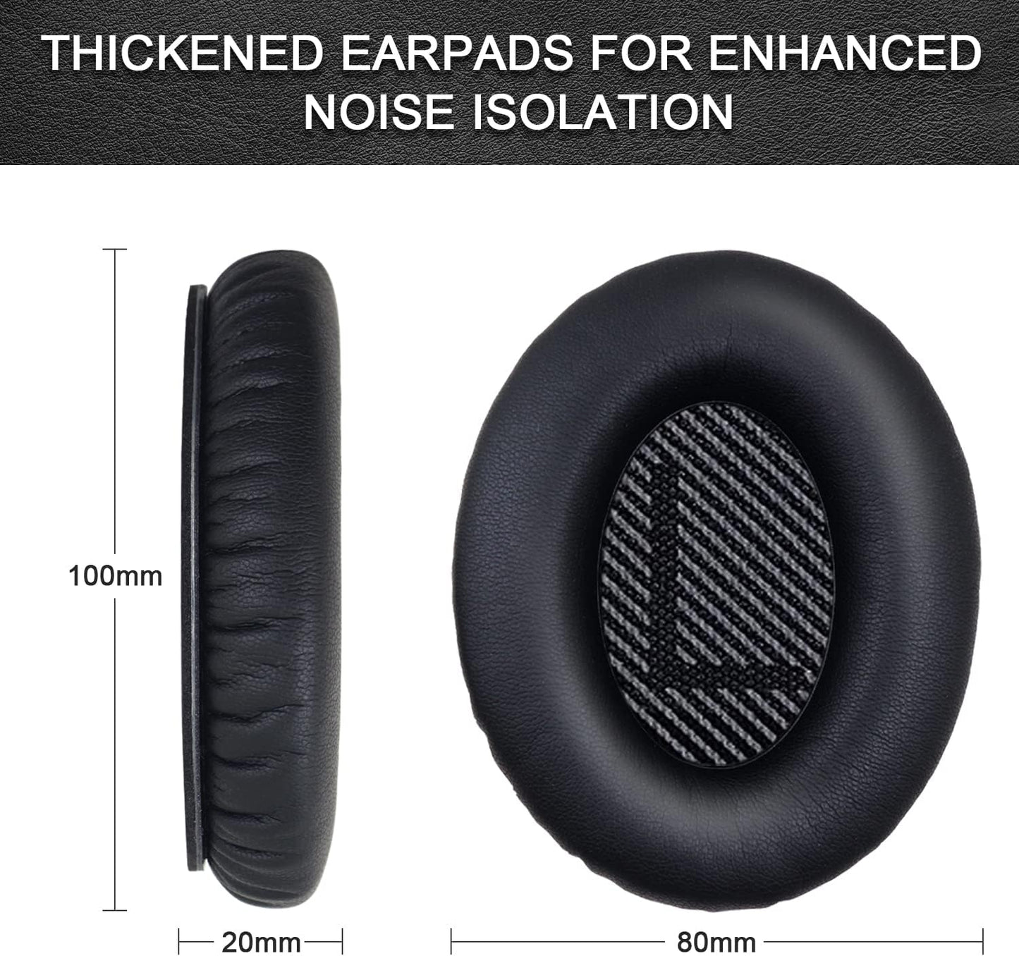 Replacement Ear Pads for Bose QuietComfort 35 35 II 15 25(qc 35 25 15/QC35 ii), Headphone Ear Covers, High Density Memory Cotton, Soft Leather, Adaptive Noise Isolation Headphones Pads Cushions