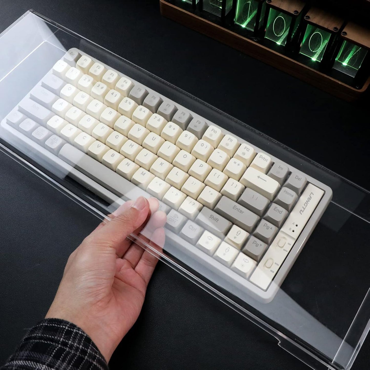 Keyboard Cover Acrylic Keypad Cover: Cabilock Clear Keyboard Dust, Anti Cat, Protector for Desktop, Prevent Cats from Touching (18.5x5.9x1.8 inch)