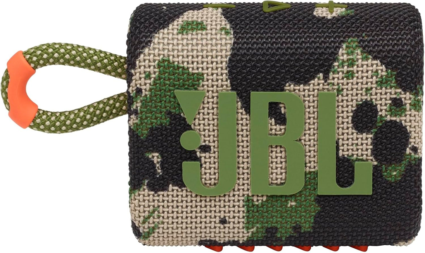 JBL Go 3 - Portable Mini Bluetooth Speaker, big audio and punchy bass, IP67 waterproof and dustproof, 5 hours of playtime, speaker for home, outdoor and travel (Camo)
