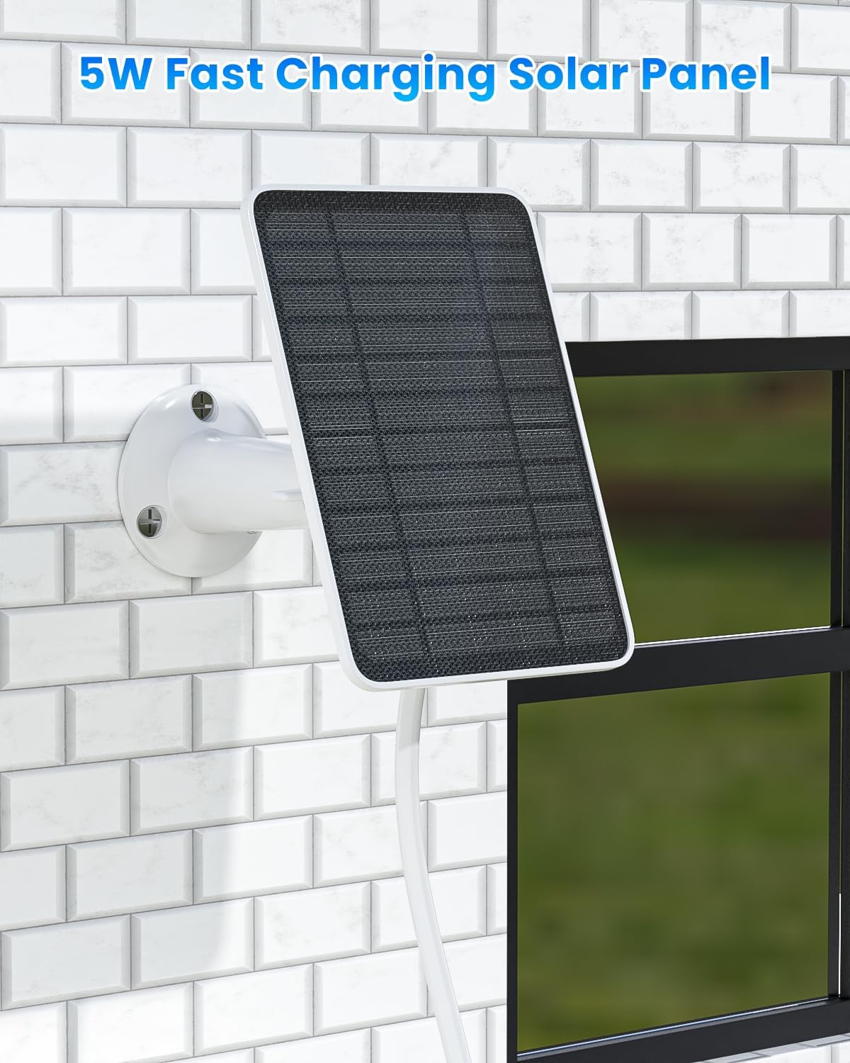 5W Solar Panel for Ring Camera, Solar Panel Charger Compatible with Ring Spotlight Plus/Pro Stick Up Outdoor Cam Battery, 9.8ft Cable with USB-C to Barrel Plug Adapter & Micro-USB Adapter, 3 Pack