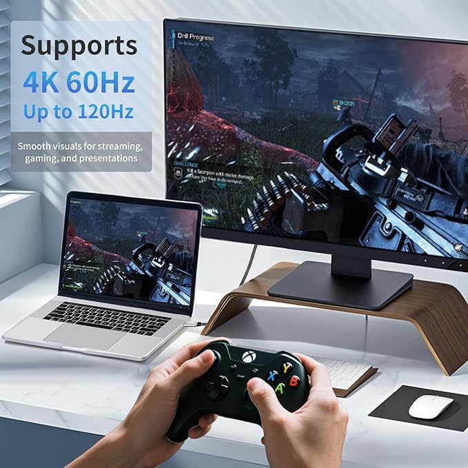 Guermok USB-C to HDMI Cable 4K@60Hz, 6.56ft, Compatible with USB-C Laptops and Tablets, Supports HDMI Capture Devices, Plug & Play, Works with Thunderbolt 3 & 4 Ports