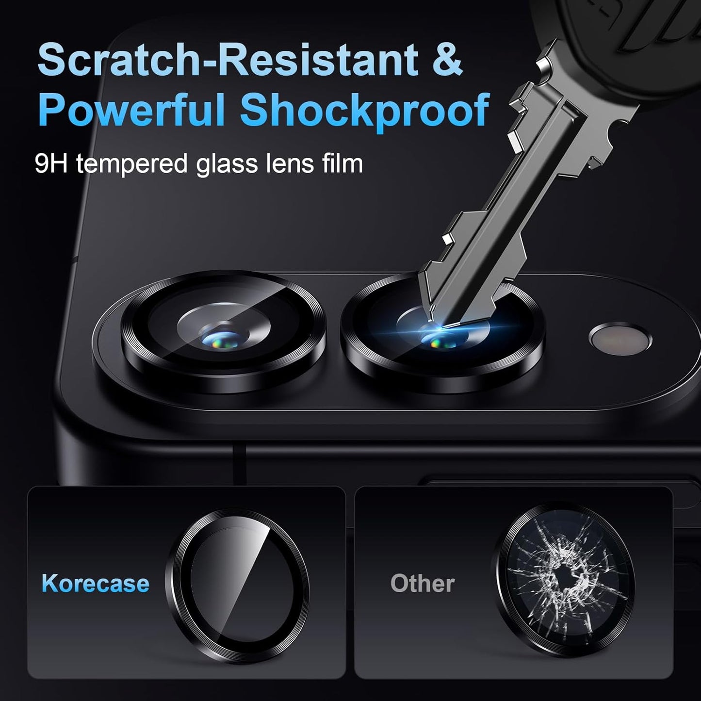 Korecase for Samsung Galaxy S25 Edge Camera Lens Protector, 9H Tempered Glass Anti Scratch Camera Screen Protector Shockproof Film Shcokproof Metal Ring Lens Protecor for Galaxy S25 Edge,Black