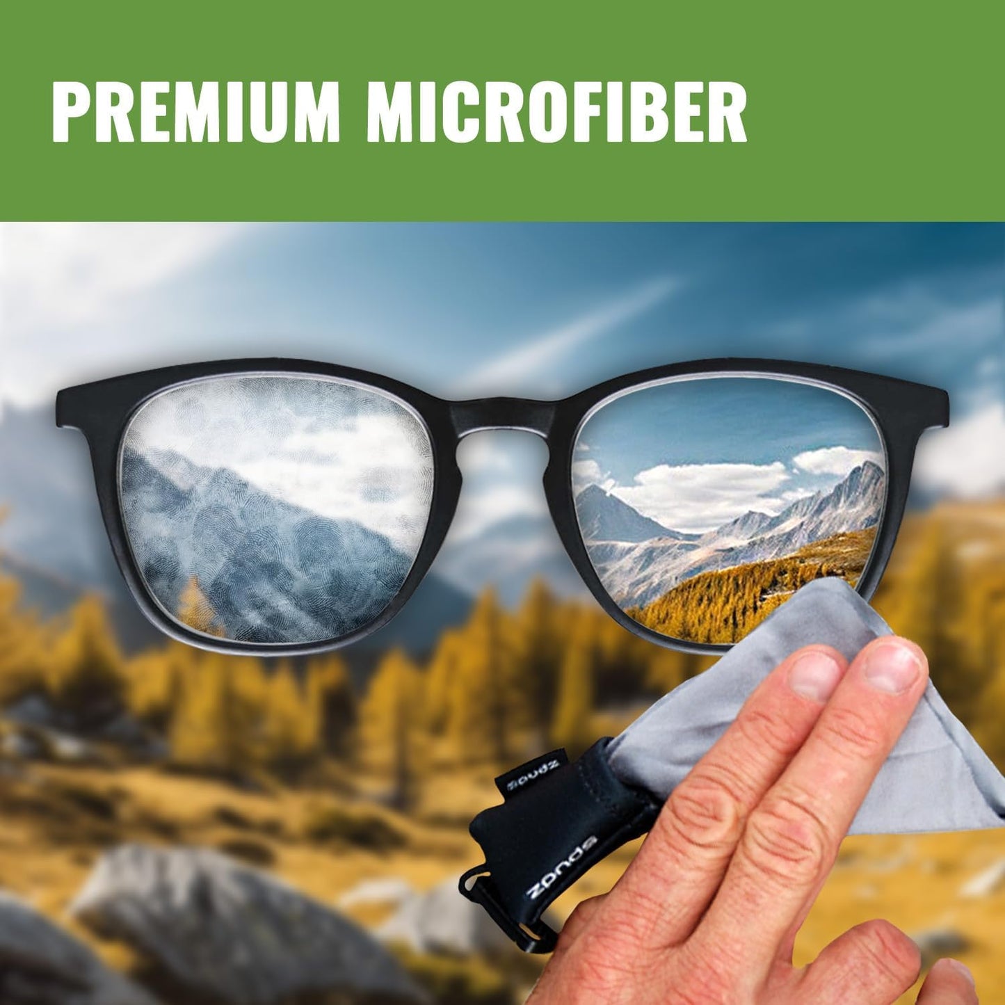 SPUDZ Ultra Microfiber Lens Cleaner – Closable Pouch, Clip-On, Washable – for Optics, Scopes, Glasses | Vanish Tan, 6 x 6 Inch
