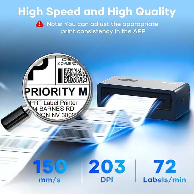 iDPRT 4x6 Shipping Label Printer Bluetooth Portable - Thermal Mobile Printer for Small Business, Compatible with iPhone, Android, Windows, macOS, Supports Amazon, Ebay, Walmart, FedEx