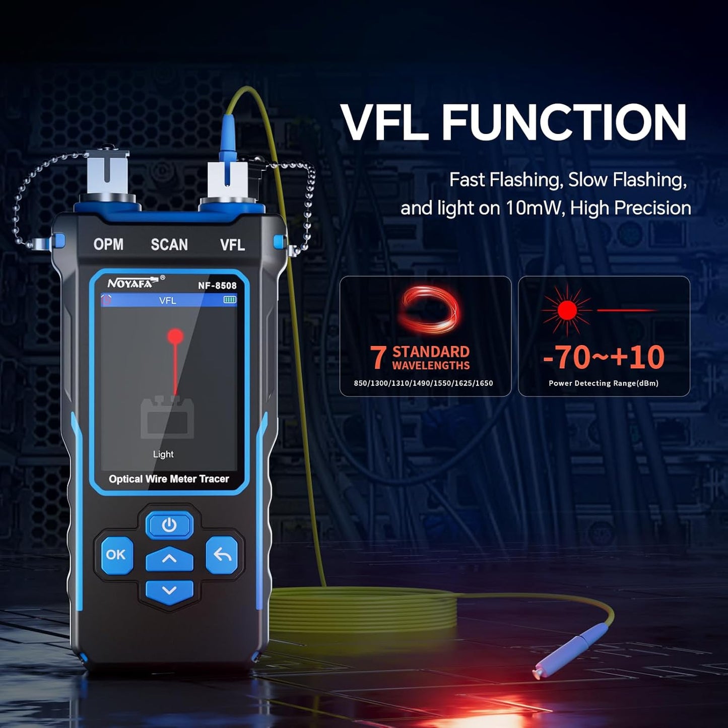NOYAFA NF-8508 Network Cable Tester Kit with RJ45 Crimp Tool, Ethernet Cable Tester with Optical Power Meter, RJ45 Network Tester with Crimper Stripper Cutter for Cat5 Cat6 Cat7 8P8C