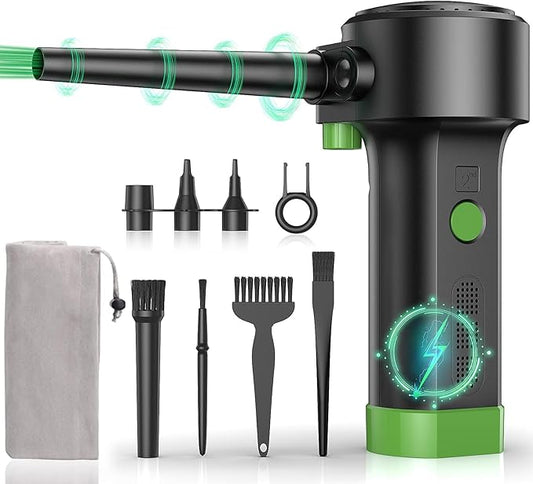 Electric Air Duster for Cleaning Computer - Portable 91000 RPM Cordless Air Blower with Rechargeable Battery