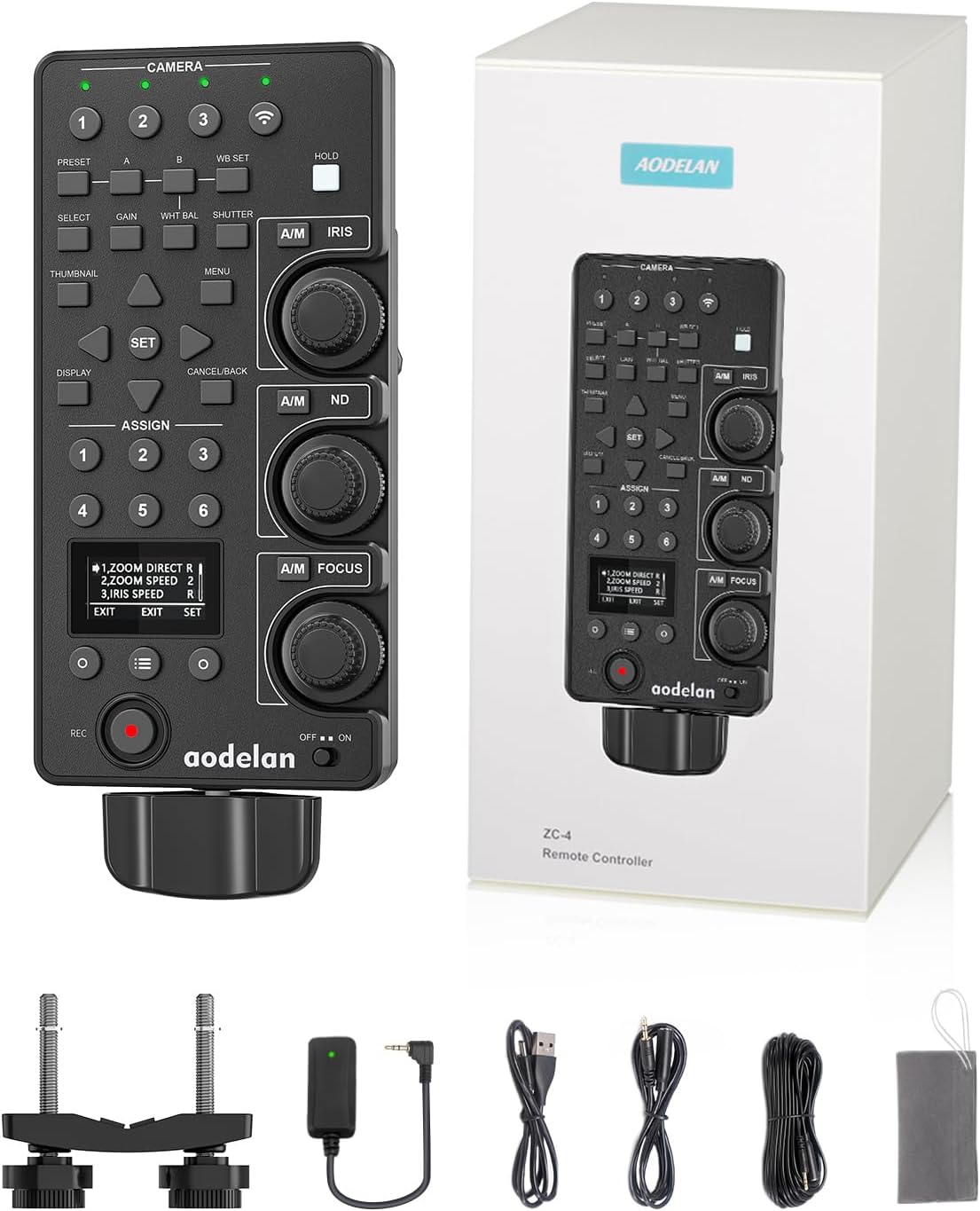 Wireless Camcorder lanc Zoom Controller for Sony - Aodelan Wired Video Camera Remote Control with IRIS Focus Zoom ND Adjust for ILME-FX6,PXW-FX9,PXWZ280V/Z280T,PXWZ190V/Z190T; Replaces Sony RM-30BP