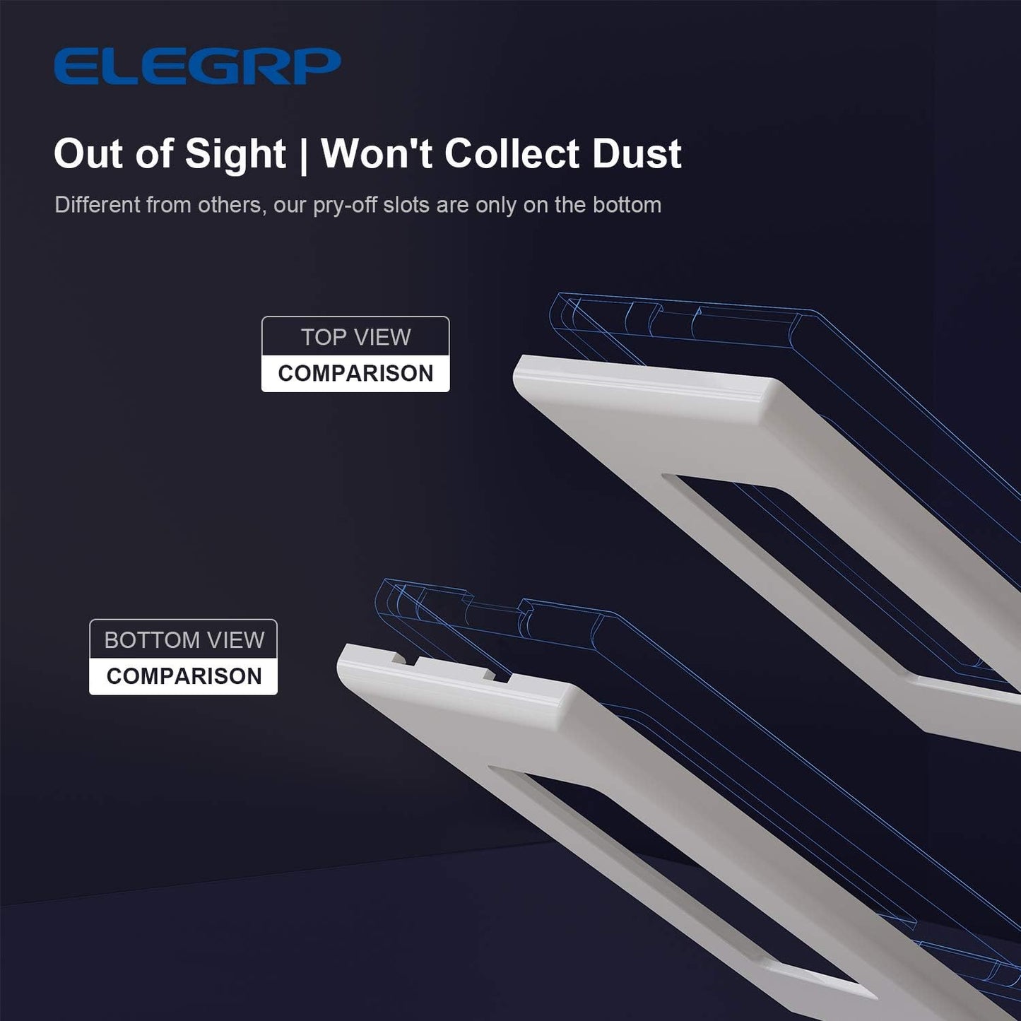 ELEGRP 1-Gang Screwless Decorator Wall Plates, Standard Size Unbreakable Thermoplastic Faceplate Cover for Decorator Receptacle Outlet Switch, UL Listed (10 Pack, Glossy White)