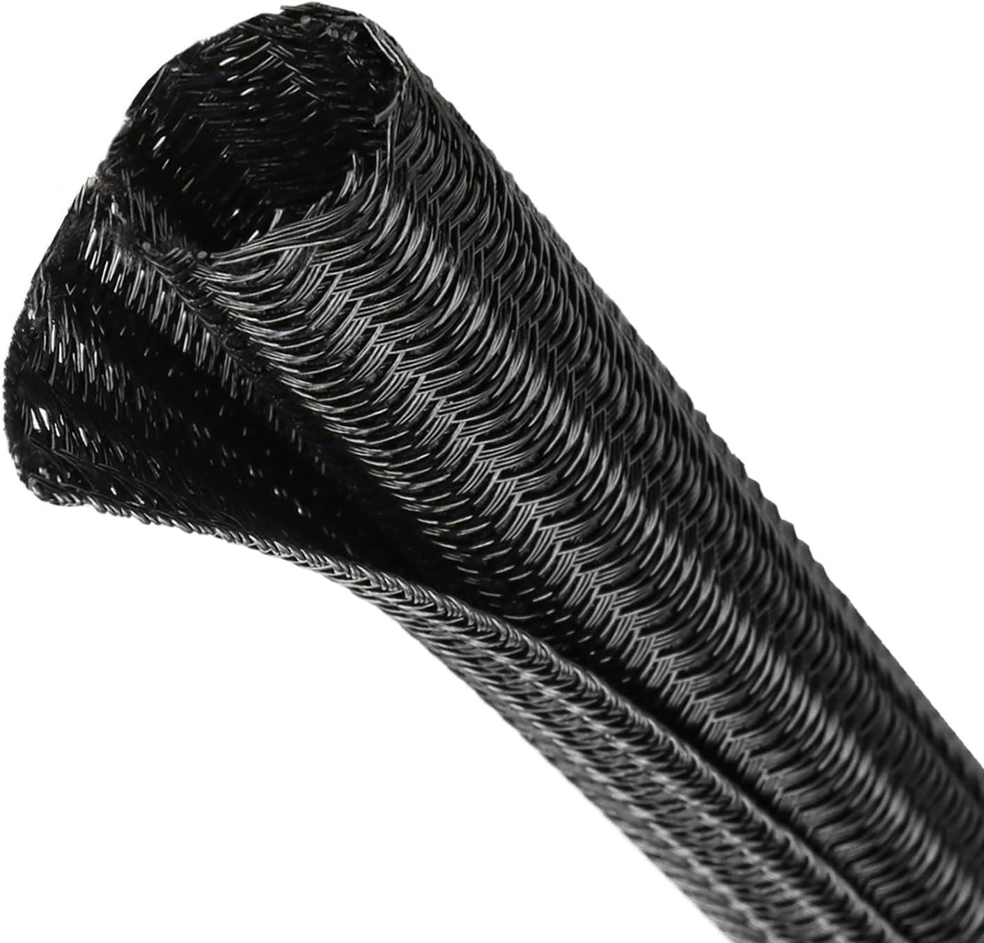 Split Wire Loom Tubing, Cable Protector Sleeve, Braided Cable Management for TV/Computer/Home Theater/Engine Bay, Cord Protectors from Pets No Chew (Black, 1/8"-25ft)