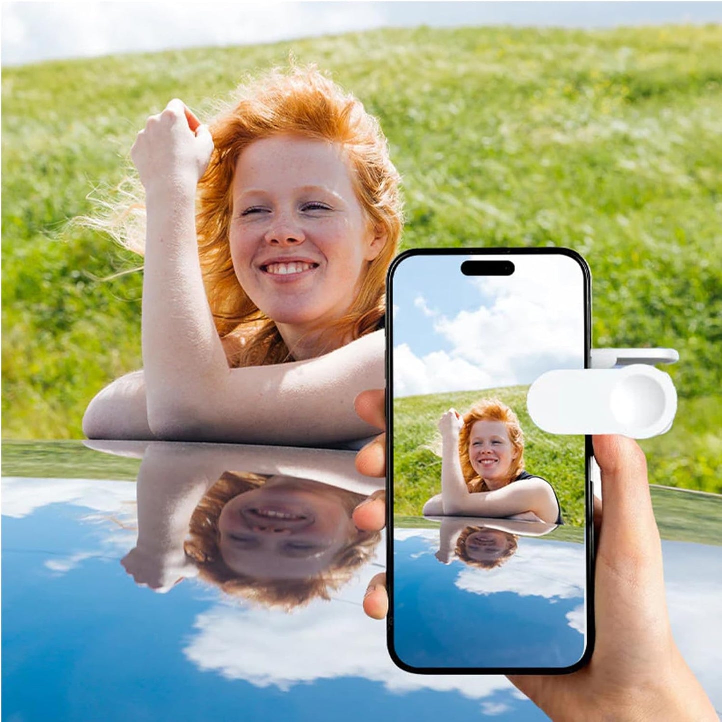 Mirror Effect Lens - Capture Stunning Reflections Instantly, Mirror for Phone to Use Back, Smartphone Camera Mirror Reflection Clip Kit, Reflection Mirror for Outdoor Travel Photography (Black)