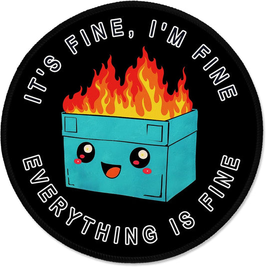 ITNRSIIET Round Mouse Pad with Stitched Edge Premium-Textured Waterproof Non-Slip Rubber Base Desktop Protection Mat Diameter 8.7 inches, Cute Dumpster