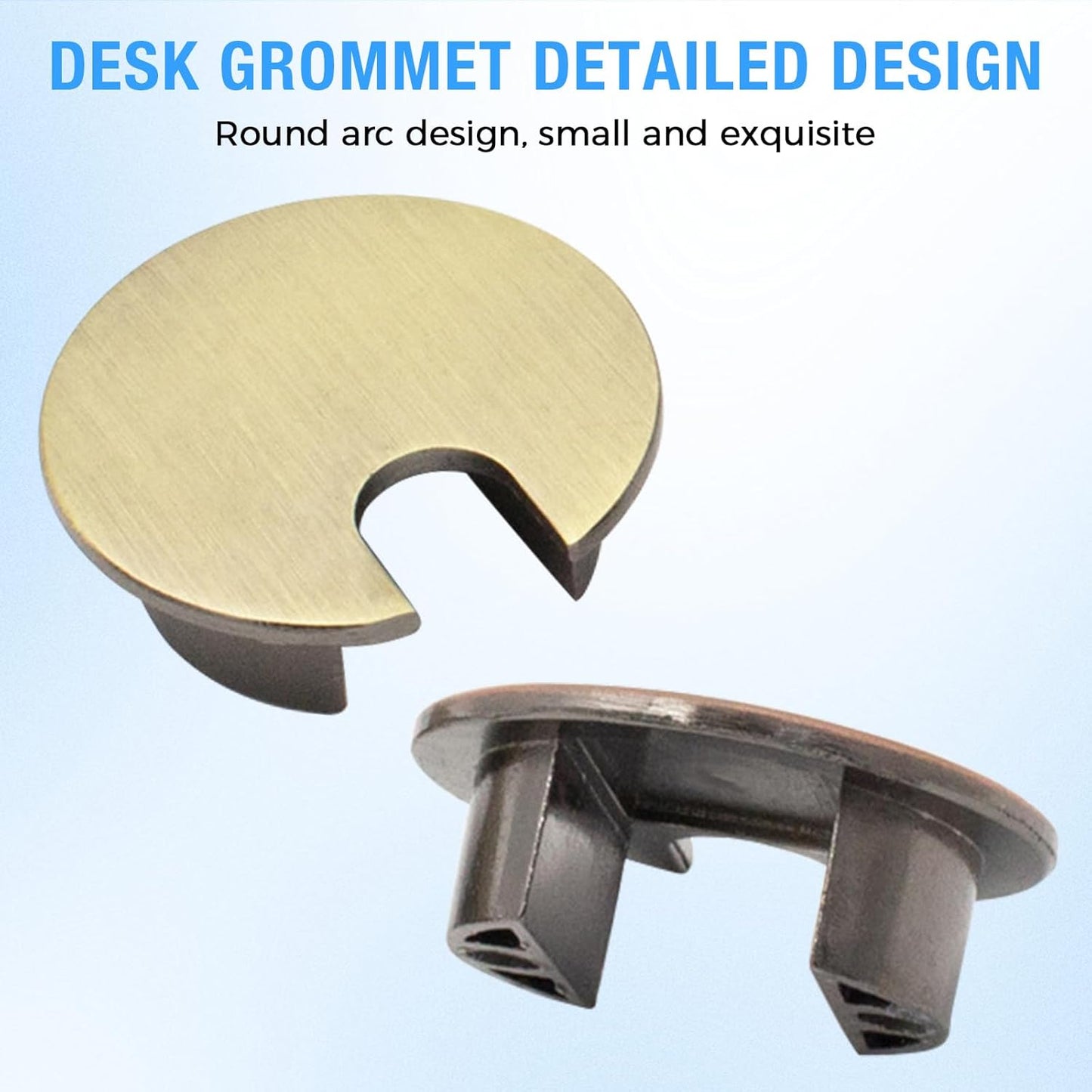 Desk Grommet 1-3/8" (35 mm), Desk Cord Hole Cover, Cable Grommet Metal Zinc Alloy Materilal, Desk Hole Grommet for Office and Home Table Cable, Detachable Cable Cord Organizer (Brushed Silver 2 Pcs)