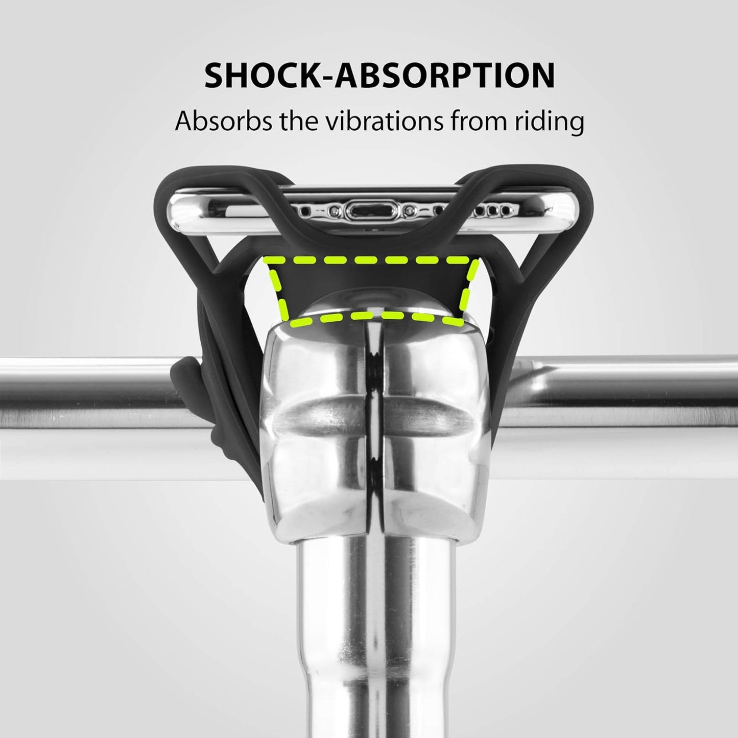 BONE】 Bike Tie Pro 4 Bike Phone Mount Bicycle Phone Holder for Stem Mounting 4.7"-7.2" Cell Phones, Ultra Light Phone Mount for Bike Motorcycle, Designed for Road Bicycle Accessories - Luminous