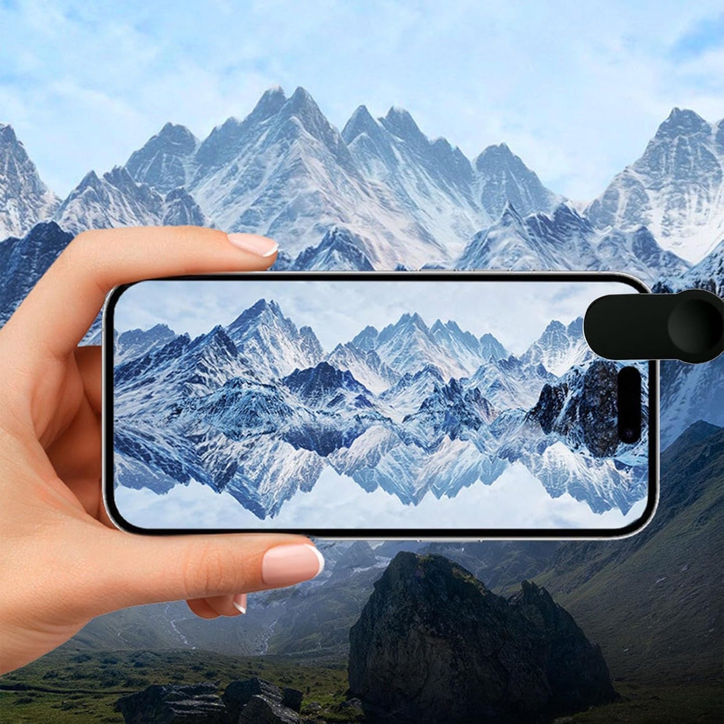 Smartphone Camera Mirror Reflection Clip Kit, Adjustable HD Glass Mirror Effect Lens for Creative Photography, Vertical & Horizontal Phone Selfie Reflector, Portable Photography Accessory (1PCS-White)