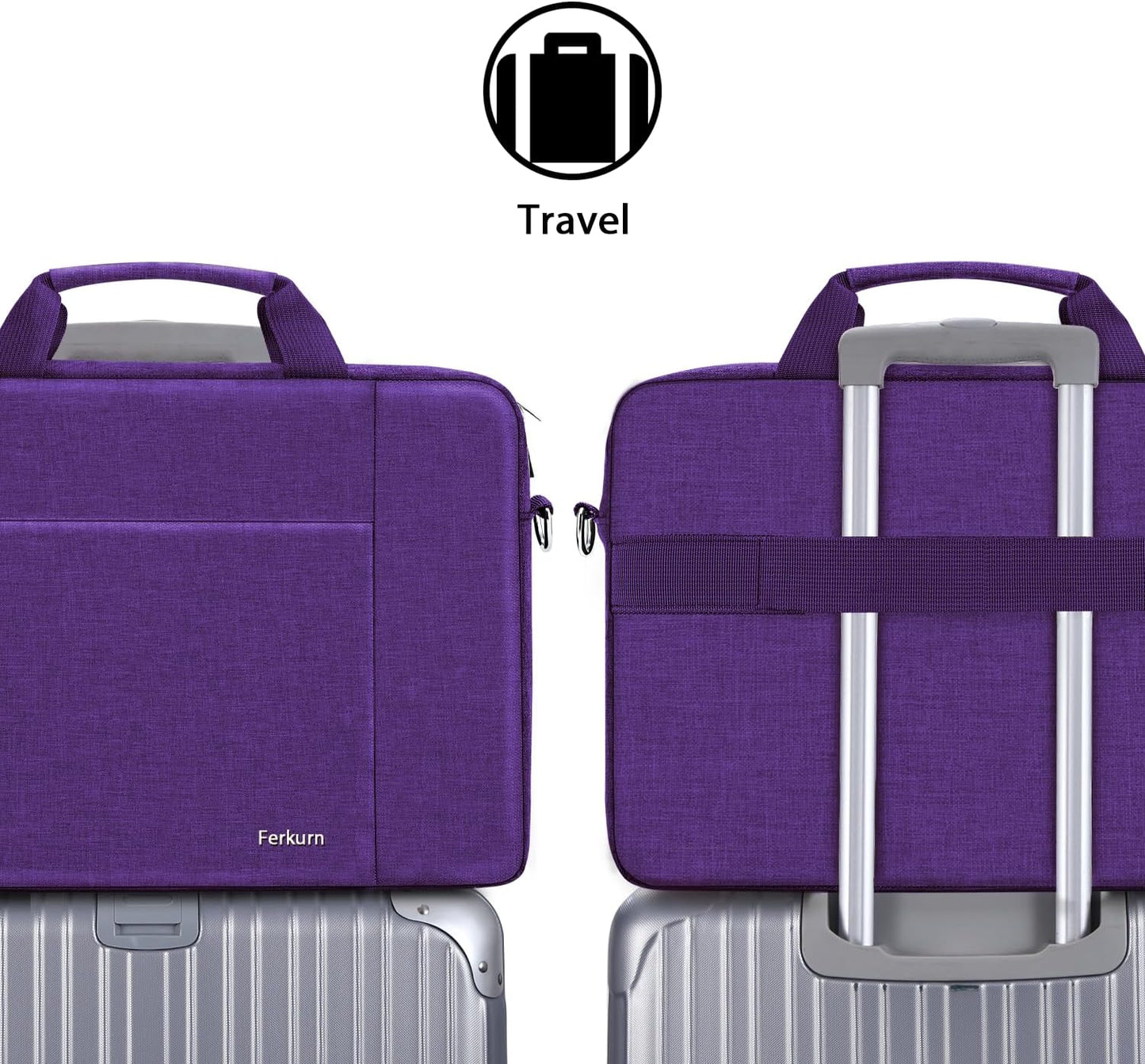 Ferkurn Laptop Bag Case for Women Men Computer Bag Compatible with HP Envy Pavilion Omen/LG Gram/MSI/Dell Inspiron XPS/Lenovo/Acer, Shoulder Strap Carrying Messenger Briefcase, Purple, 15.6 16 Inch