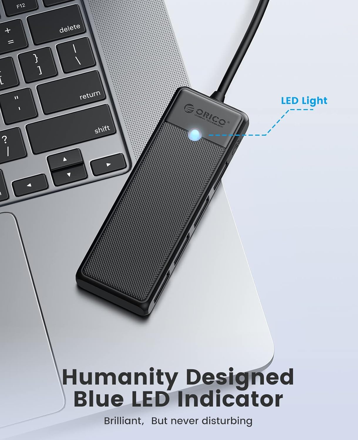 USB 3.0 Hub, ORICO 4-Port USB Hub with 3.3FT Long Cable, Ultra Slim USB Splitter for Laptop for MacBook, Mac Pro, iMac, Surface Pro, XPS, PS5，PC, Flash Drive, Mobile HDD(Black/3.3ft)