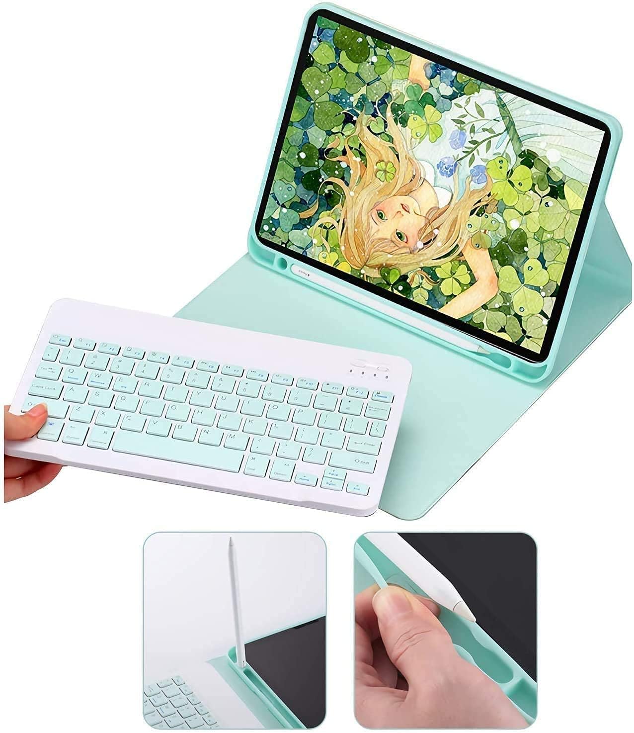 AnMengXinLing Keyboard Case for iPad Air 11 inch (M3 2025/M2 2024) with Mouse, Case for iPad Air 5th/4th Gen with Keyboard Cover with Pencil Holder, Yellow
