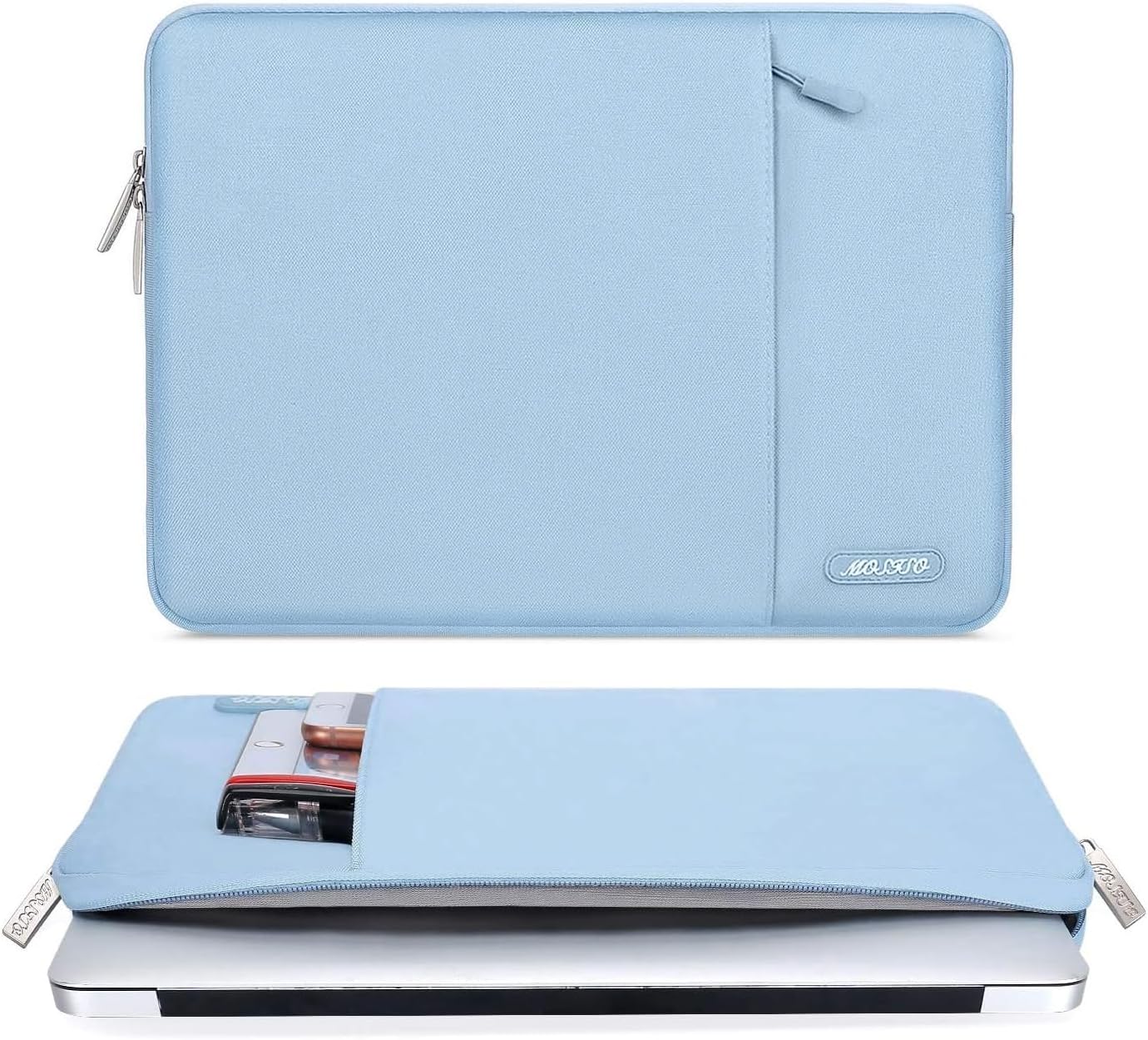 MOSISO Laptop Case 15 inch, 15 inch Laptop Sleeve Compatible with MacBook Air 15 M4 A3241 M3 A3114 M2 A2941 2025 2024 2023,Dell XPS 15,Polyester Vertical Computer Sleeve Bag with Pocket, Air Blue