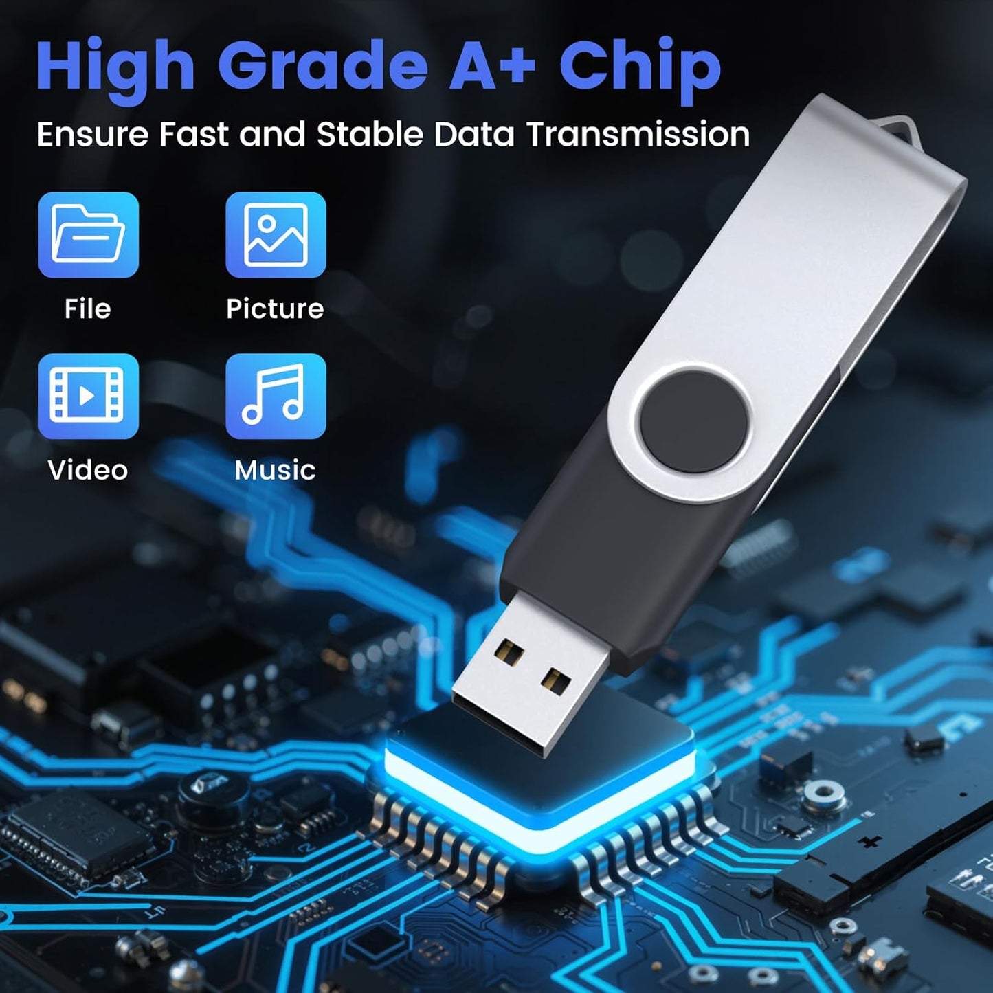 ABLAZE 128MB Flash Drives 500 Pack, USB 2.0 Thumb Drives Bulk Swivel Memory Stick Bulk USB 500 Pack Pendrives 128MB (Mixcolors)