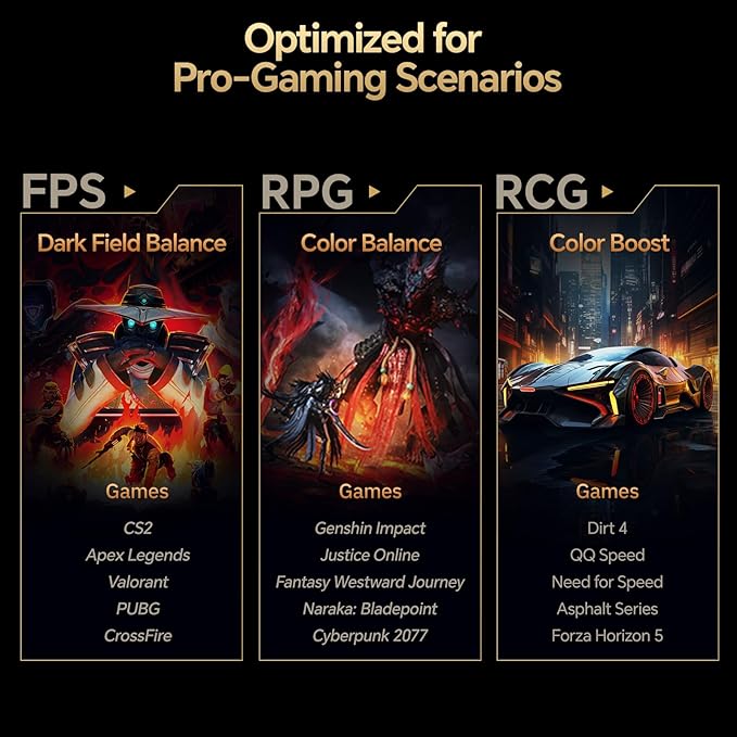 GTek 27 inch 320Hz 300Hz Gaming Monitor, Frameless 2K QHD 2560X1440P Fast IPS Computer Monitor, 1ms MPRT, FreeSync, 95% DCI-P3, HDR 400,DisplayPort/HDMI, Height Adjustable- Q2732P