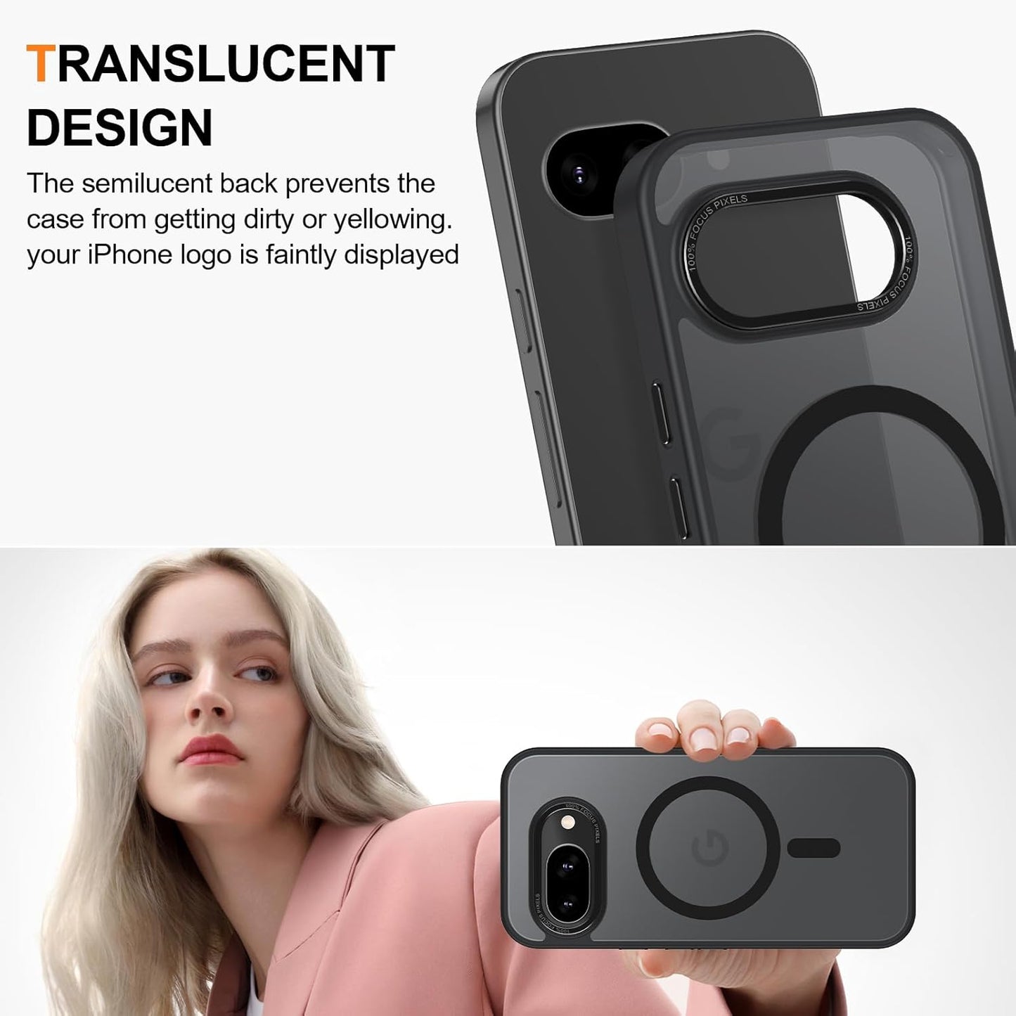 Magnetic for Google Pixel 9a Case, [Military Grade Drop Protection] [Compatible with MagSafe] Shockproof Slim Translucent Matte Anti-Slip for Women Girls Men Case, Black