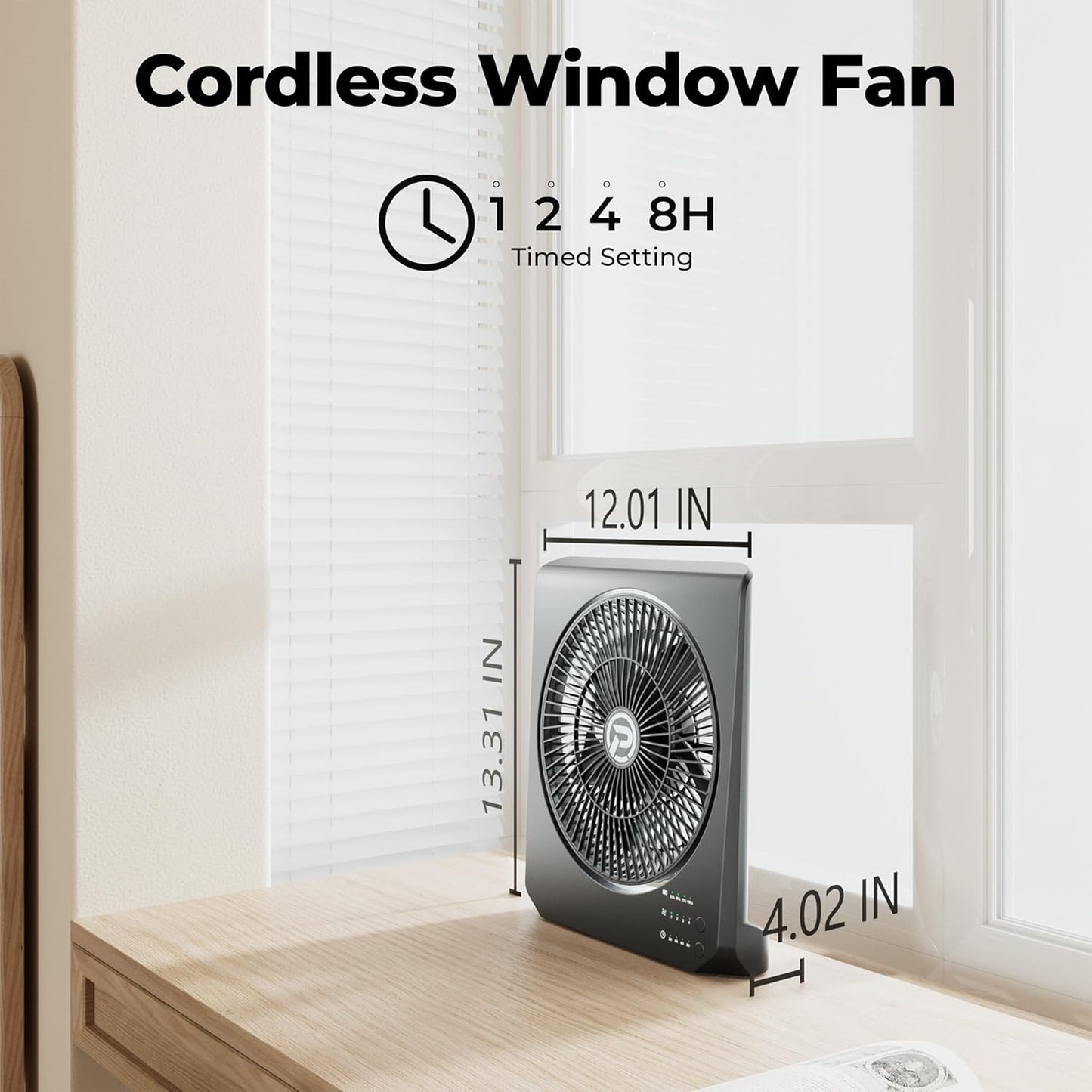 PANERGY 20000mAh Rechargeable Battery Powered Fan - 10" Square Box Fan with 55H Runtime, 4 Speeds & Timer, 270° Pivot, Cordless & Portable for Home, Patio, Camping, Travel, Power Outages (No Remote)