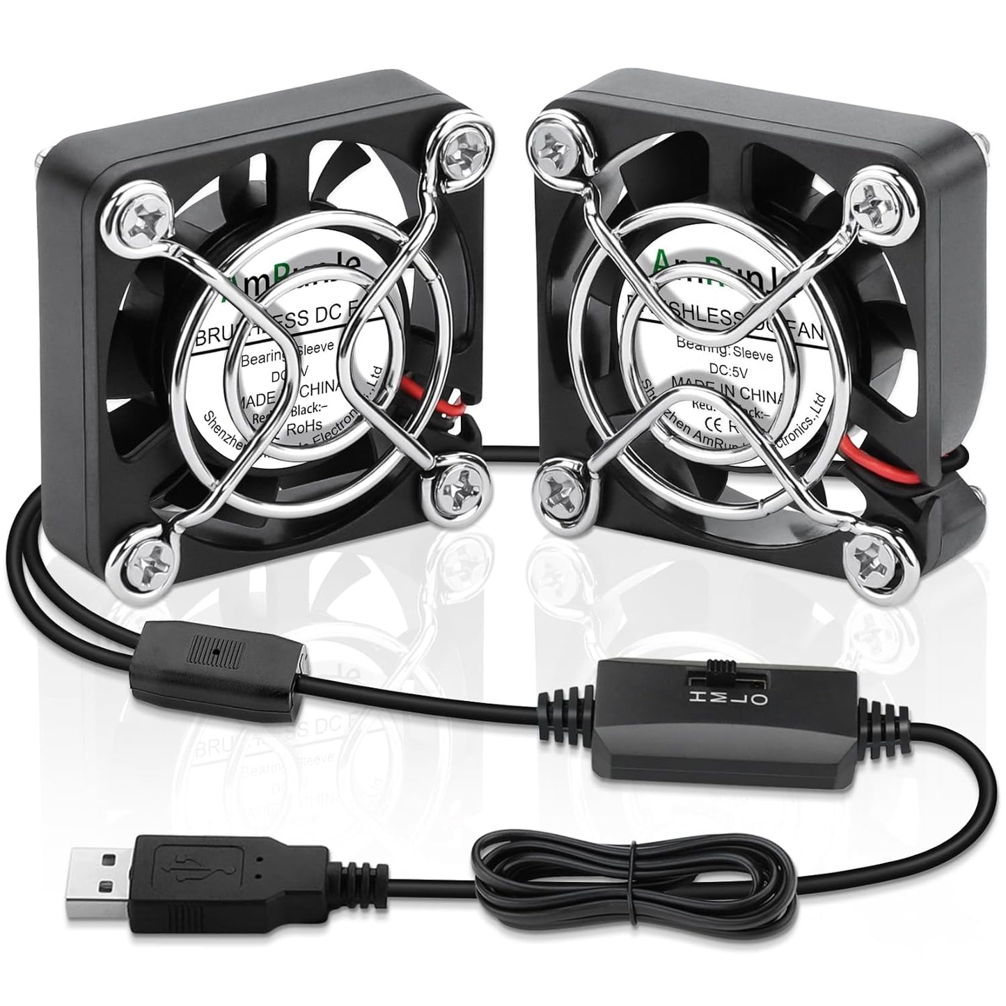 2 Packs USB Fan 40mm x 10mm DC 5V Mini Cooling Brushless Box Fan for Computer Terrarium PlayStation PC Case Xbox Welding Helmet Aquarium Router