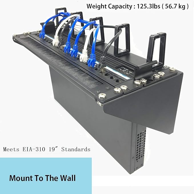 JINGCHENGMEI 4U19 Inch Vertical Wall Mount Patch Panel Bracket and Heavy Duty 125 lbs Capacity Wall Mountable Server Rack (4U150)