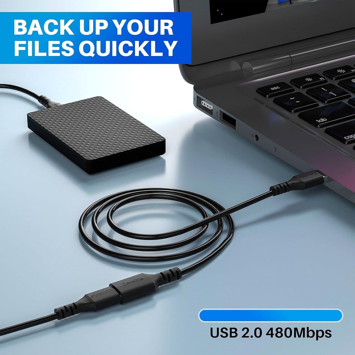 3 Pack USB Extension Cable 10 FT, USB 2.0 Type A Male to Female Extender Cord Adapter, Compatible with Printer, Keyboard, Mouse, Flash Drive, Hard Drive, Controller, Black Cable with 5 Cable Ties