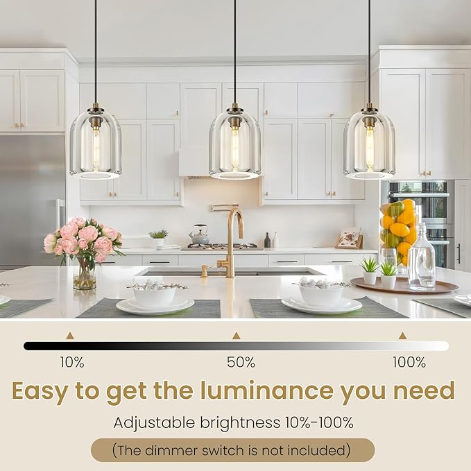 Crystal Pendant Light Kitchen Island: 5.1" Vintage Copper Hanging Lights above Dining Table - K9 Crystals Lighting over Kitchen Sink - Luxury Cylinder Pendants Light Fixtures Bulb Included for bedroom