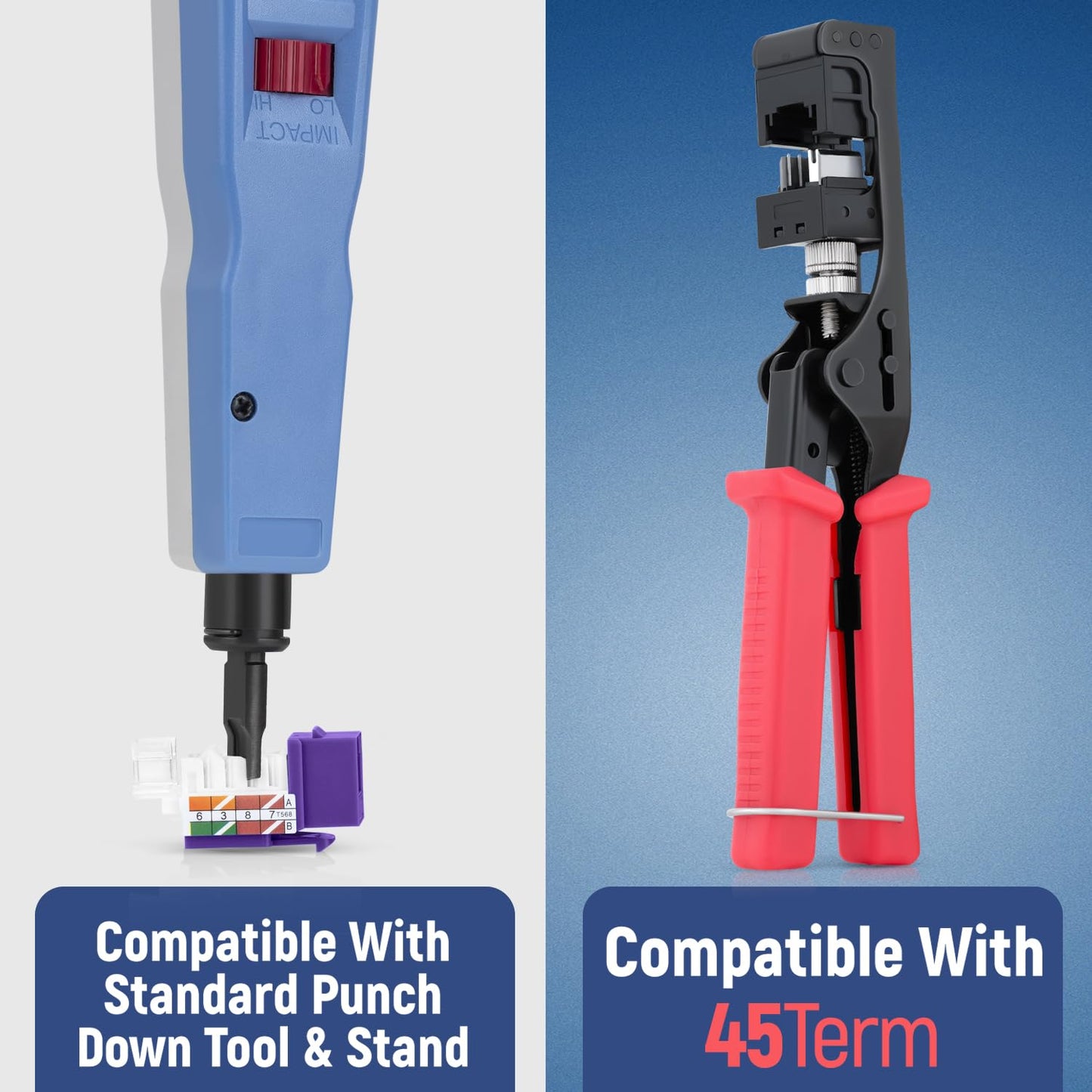Everest 45° Angled RJ45 Cat6A Keystone Jacks 10-Pack in Purple - Slim Profile Female RJ45 Connectors - Cat 6A Keystone Jack - Compatible with 45° Angled Speed Termination Tool - 45Term (B0BL3GS7ZY)