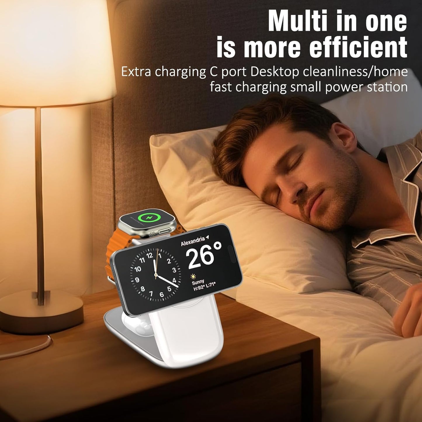 Foldable Wireless Charger, Fast Max Charging for iPhone 16/15/14/13/12 Pro Max, 3 in 1 Charging Station for Apple Watch 10－3 & AirPods Pro/4/3（White