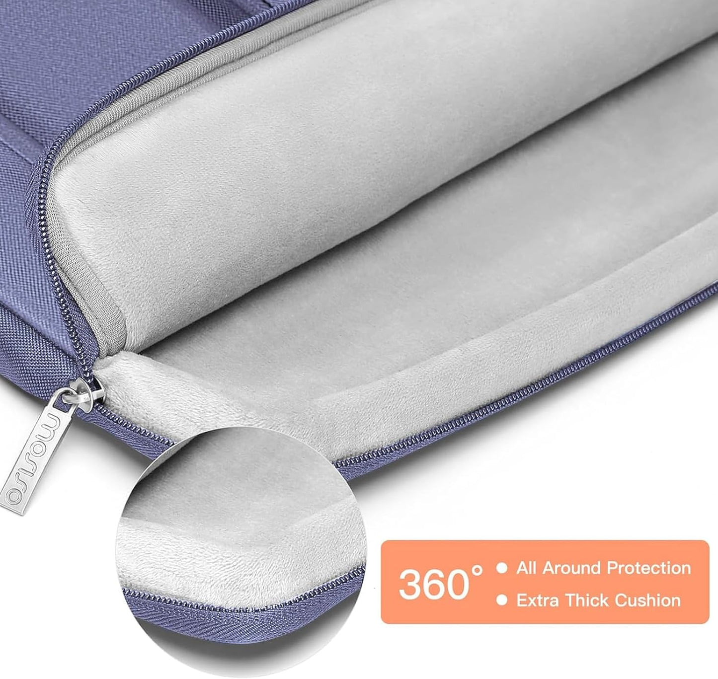 MOSISO 360 Protective Laptop Case 13.3 inch, 13-13.3 inch Laptop Sleeve Compatible with MacBook Air/Pro 13 / Pro 14, HP Dell ASUS Lenovo, Side Open Bag with 2 Raised&1 Flapover Pockets, Lavender Gray