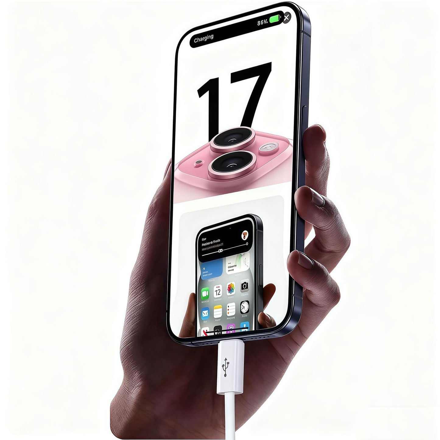 Short iPhone 17/16/16e/15 USB C to USB C Woven Cable for iPhone 17Air, 17 16 15 Pro Max, Plus, 60W Charging Cord for AirPods 4/Pro (2nd/3rd Gen), iPad 10th Gen/iPad Pro/Air 5 4th Charger Cable (1.5ft)