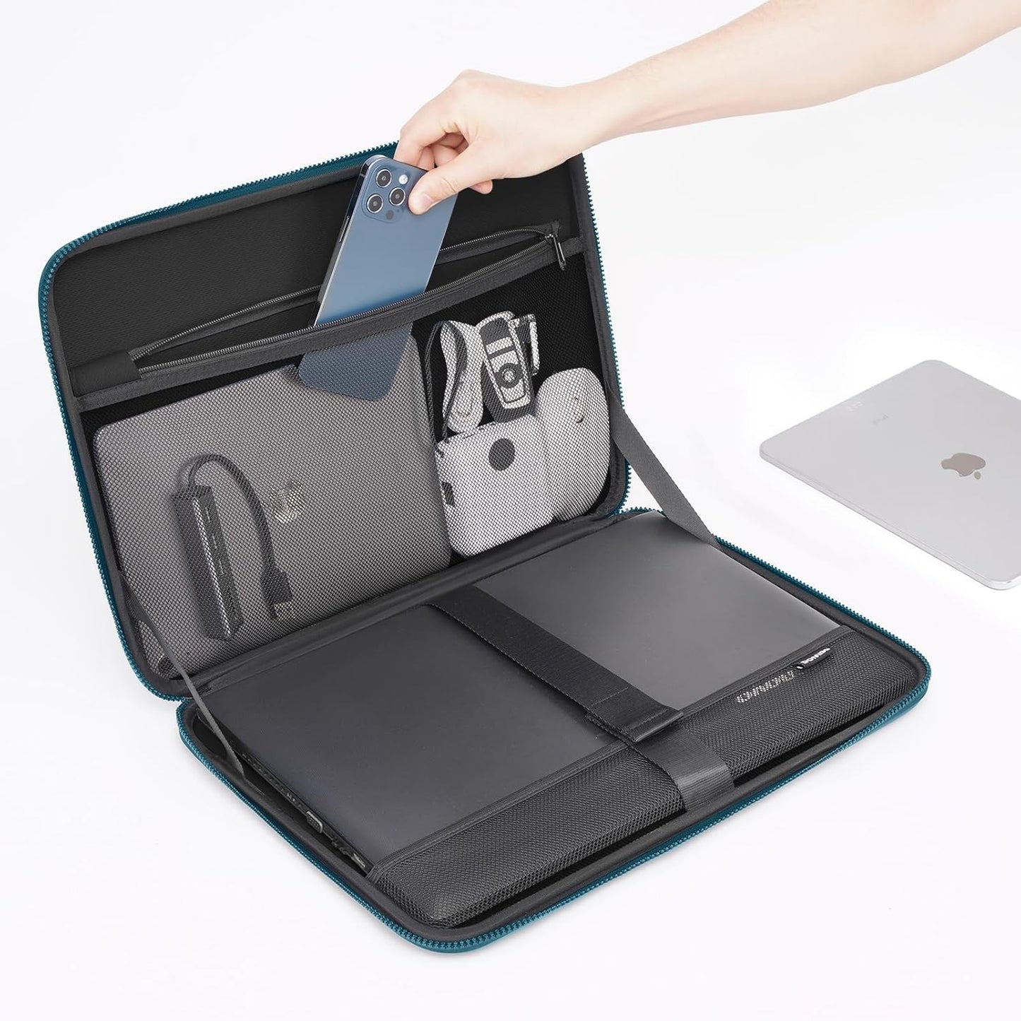 DOMISO 15.6 inch Laptop Sleeve with Handle Shockproof Waterproof EVA Protective Case for 15.6" Yoga 720 IdeaPad 310 320 ThinkPad T570/Legion 5 Gen 6/HP Envy 15/15.6" Notebooks, Teal