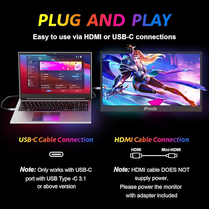 Portable Monitor for Laptop,120hz Portable Gaming Monitor FHD 1080P 18.5 inch Laptop Monitor Extender Travel Portable Computer Monitor Screen Extender for PS5/4 Mac PC