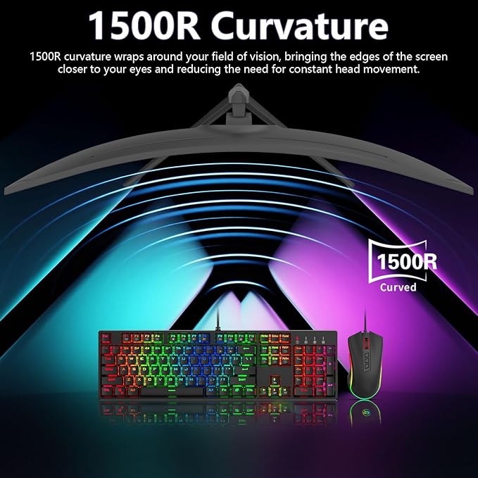49 Inch Curved Ultrawide Gaming Monitor, 4k Monitor(3840x1080P), 165Hz, 1500R HDR10, 32:9, AMD FreeSync, 125% sRGB, HDMI/DP VESA100*100mm