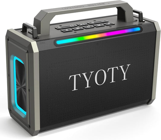 Portable Bluetooth Speaker 80W Loud Wireless Outdoor Stereo Sound Deep Bass IPX5 Waterproof Big Powerful Large Party Speakers with Colorful LED Lights, TWS, EQ, AUX, USB for Home Travel Camping