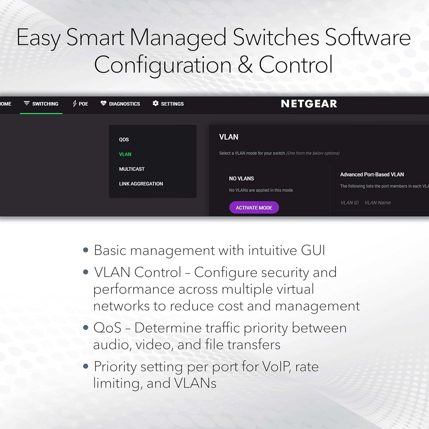 NETGEAR 5-Port Gigabit Ethernet Easy Smart Managed Switch (GS105Ev2) - Managed, Desktop or Wall Mount, and Limited Lifetime Protection