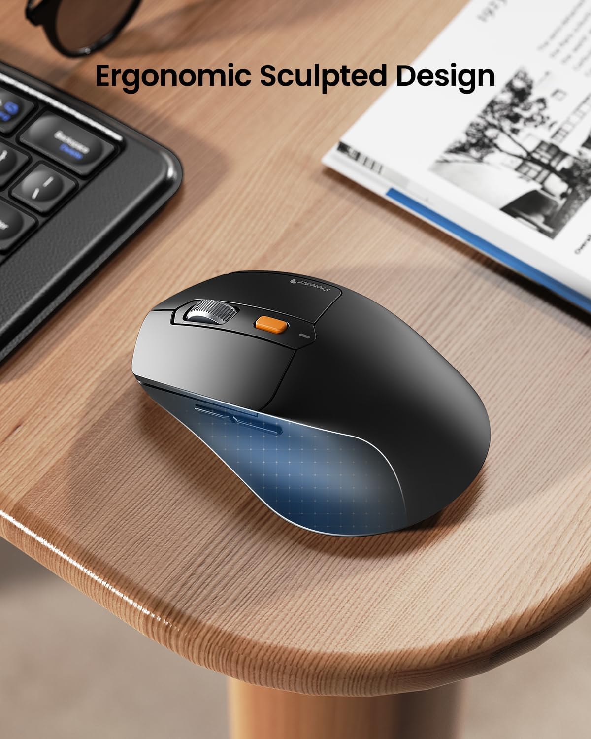 ProtoArc Ergonomic Foldable Keyboard Mouse, XKM03 Portable Folding Bluetooth Keyboard Mouse Combo for Business and Travel, Split Design, 3 Bluetooth, Rechargeable, for iPad, Tablet, iPhone, Laptop