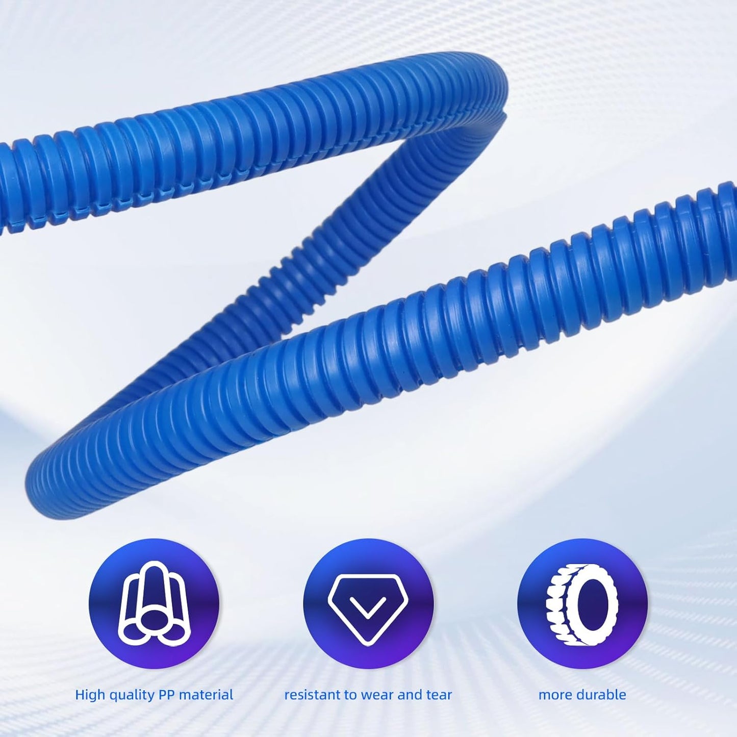 Split Wire Loom Tubing, 10,25ft Cord Protectors from Pets No Chew, Flexible Wire Covers Cord Protectors, Protective Split Cable Sleeve for Automotive Home Industrial Wires(Blue, 0.51inch-10ft)