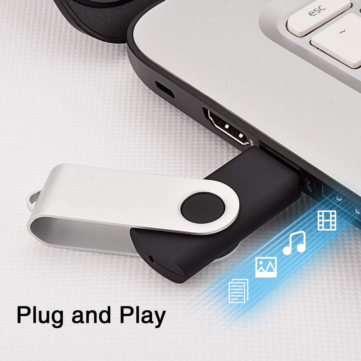 Wholesale 50 Pack 8GB Flash Drive Bulk, KOOTION Thumb Drive Flash Drives 8G Swivel Memory Stick USB 2.0, Black, 50 Pcs