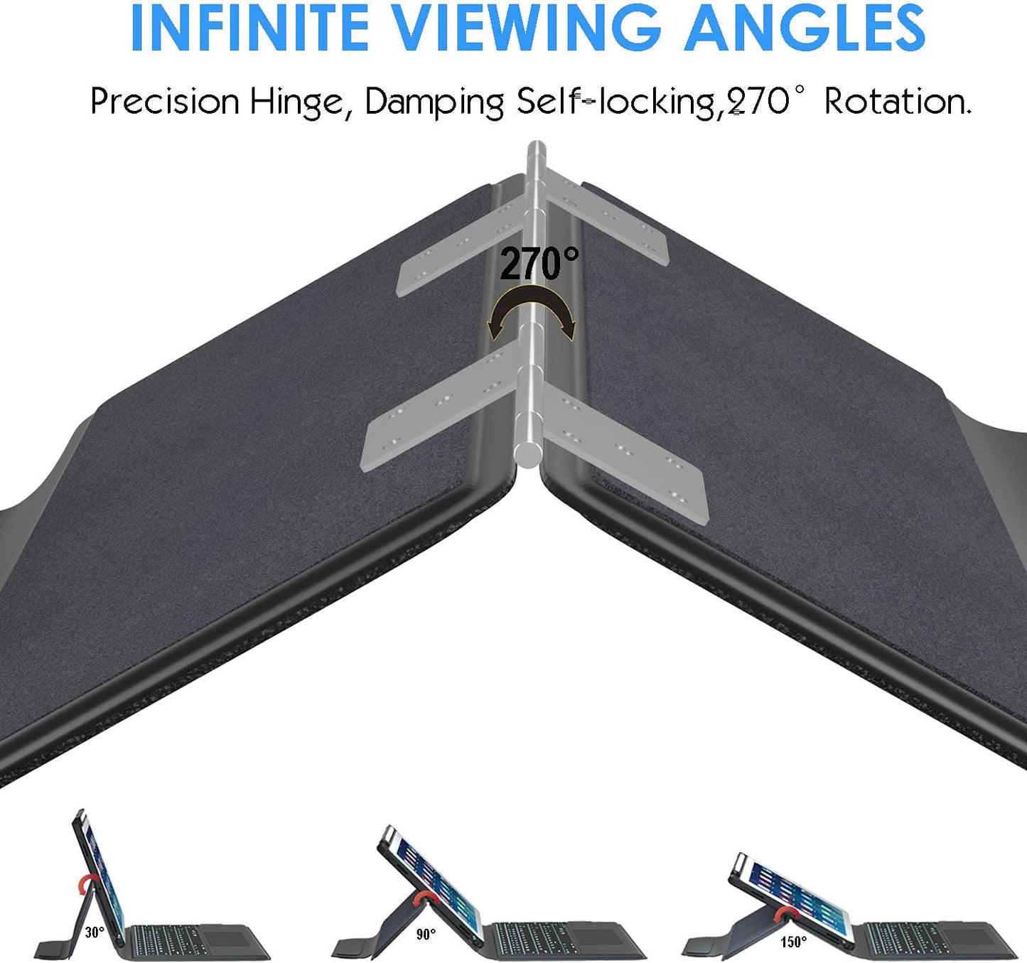 Trackpad iPad Keyboard Case for Apple iPad 10.2" 2021 9th&8th&7th Gen, Air 3,Pro 10.5-7 Color Backlight,Touchpad Detachable Slim Cover with Pencil Holder (10.2"/10.5",Black)