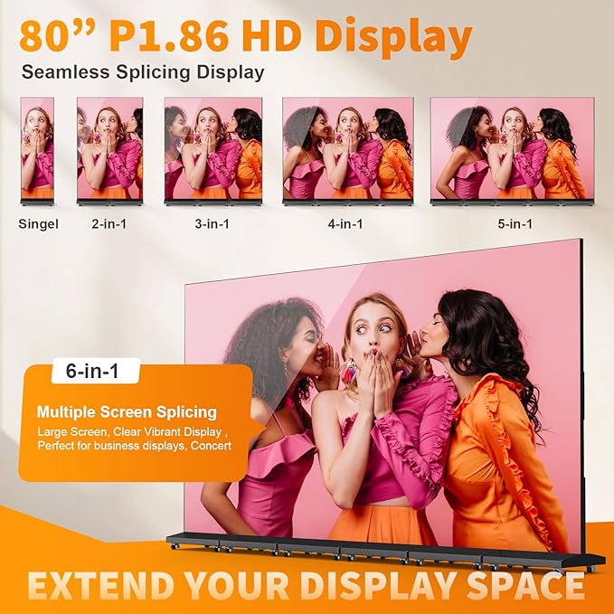 80" Seamless Splicing LED Display, Foldable Poster Screen with P1.86 Digital Signage Display LED Totem with USB/HDMI/WiFi/Remote