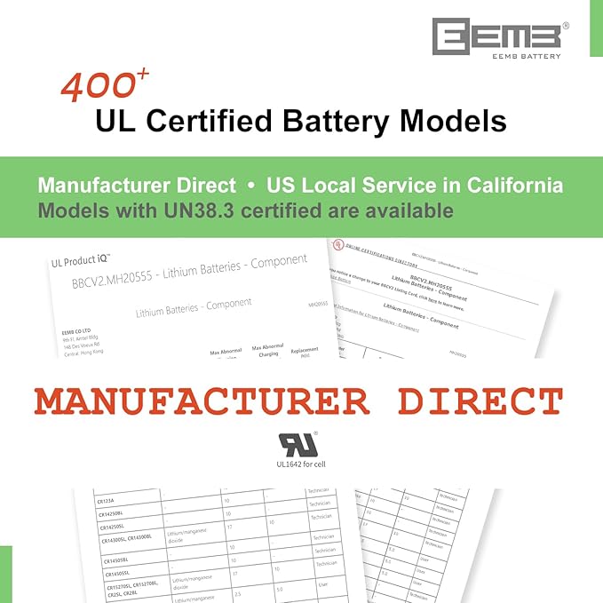 EEMB 5 Pack CR2477 Battery 3V Lithium Battery Button Coin Cell Batteries 2477 Batteries DL2477, ECR2477 for Electronic Candle, Light, Remote Control, Key Fob, Alarm, Contact Sensor, Smart Devices