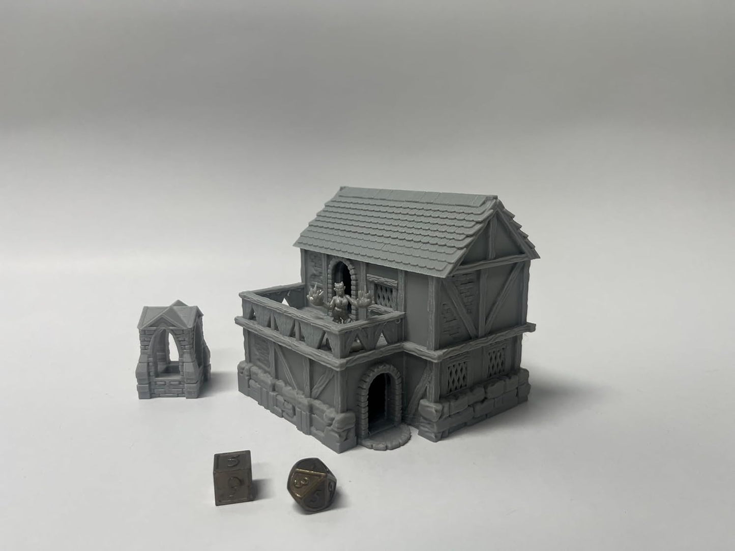Paintable Tabletop Miniature Little Town Building Terrains Compatible with RPG War Games - 18mm Scale Dioramas Building Set Scenery with Medieval Architecture Style by HAUTICO (HVillageHouses7-1)
