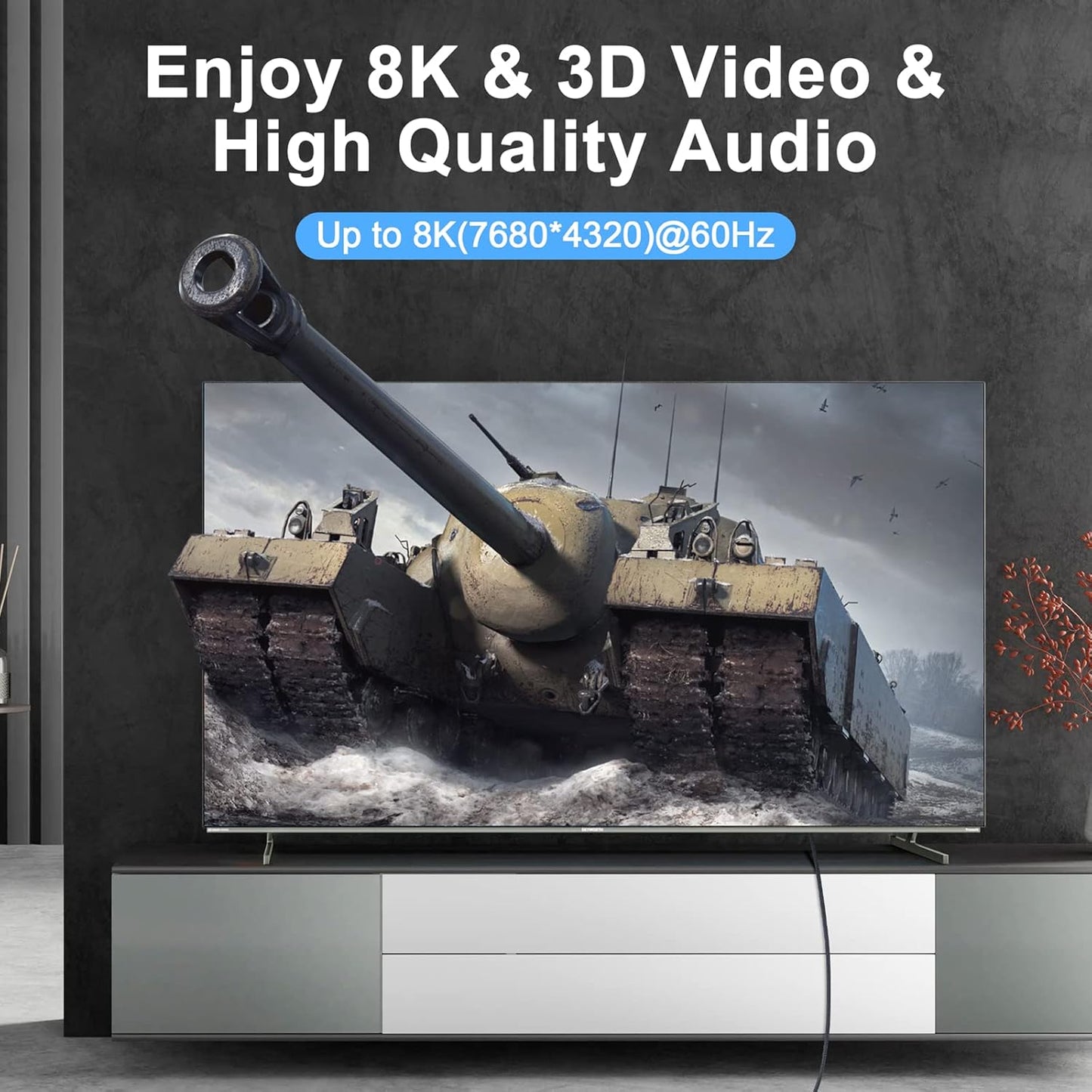 8K 4K HDMI Cable 10FT 2 Pack, High Speed Braided HDMI to HDMI 2.1 Cord Supports 8K@60Hz, 4K@120Hz 144Hz 48Gbps Compatible with Roku TV/PS5/HDTV/Blu-ray